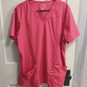 Cherokee Pink V-Neck Scrub Top